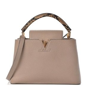 LOUIS VUITTON Taurillon Python Capucines PM Galet